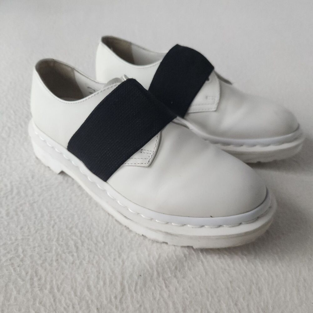 Dr Martens 1461 ELT White Leather Elastic Slip On‎ Yellow Welt Goodyear Size 6